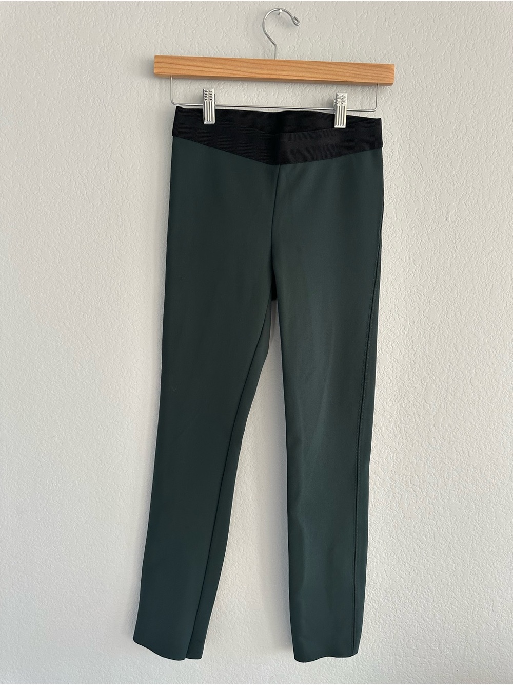 James Perse Dark Green Scuba Split Hem Stretch Pants Size 0